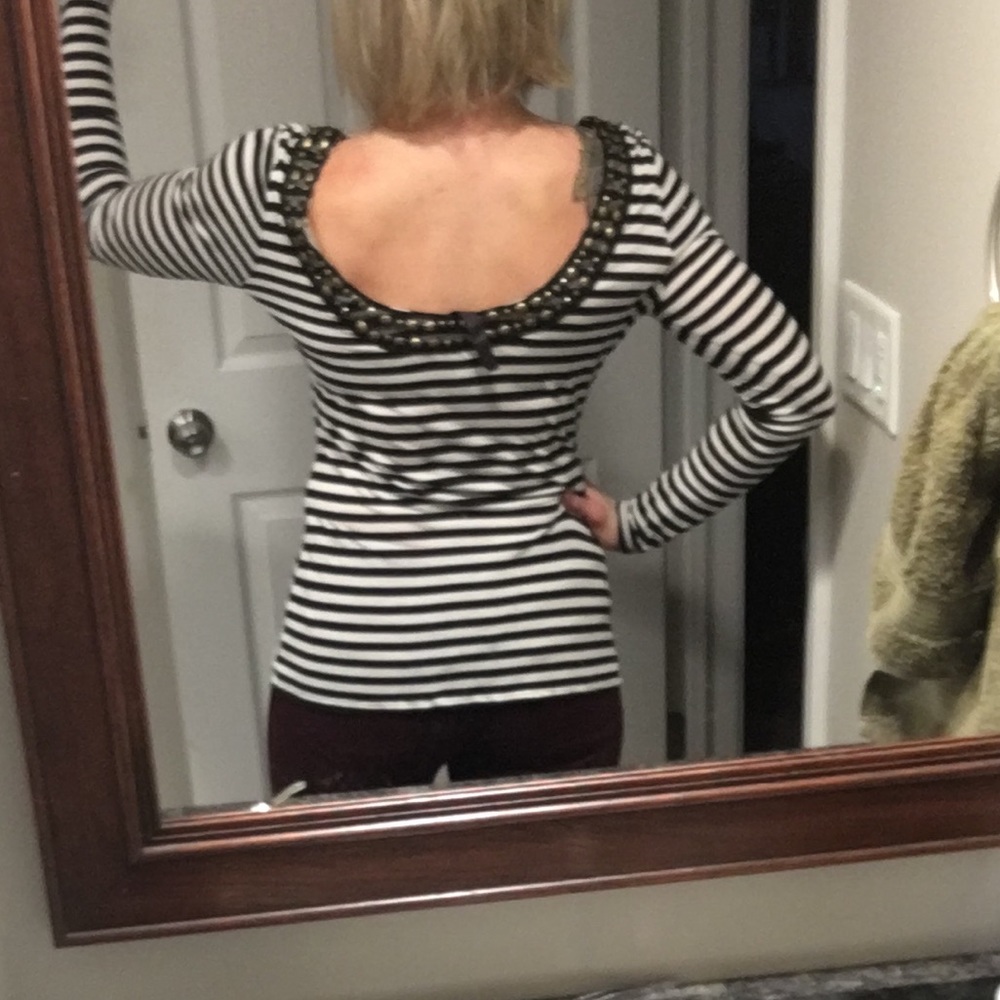 Jessica Simpson Striped Jeweled Top